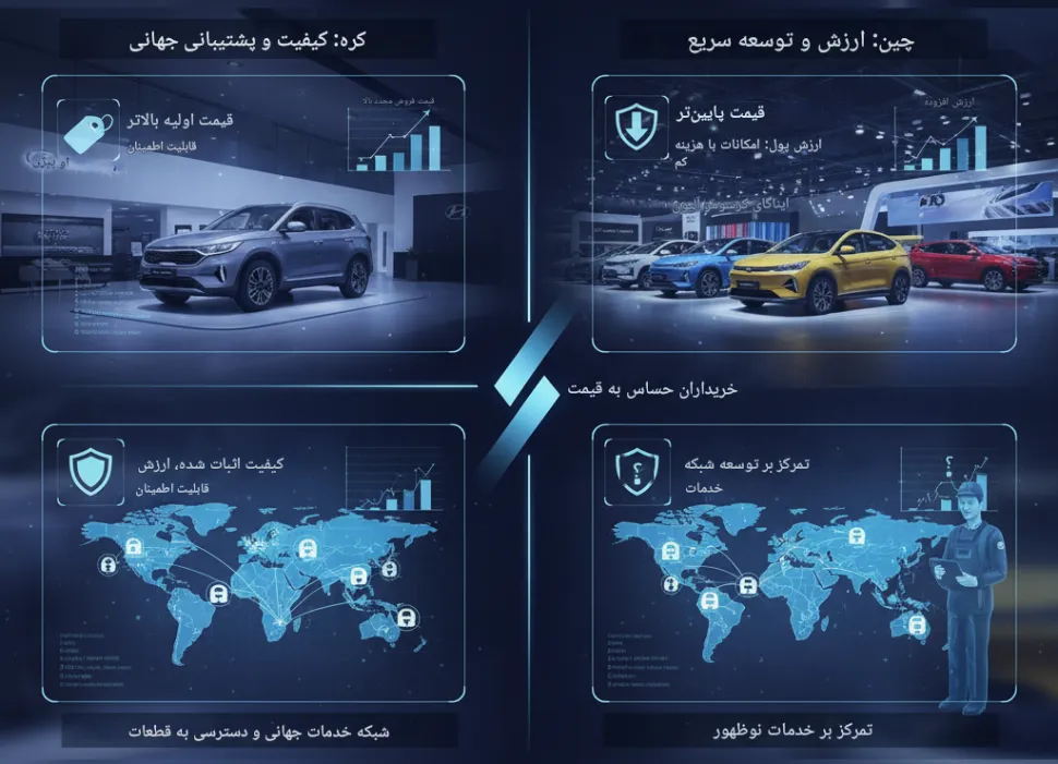 مقایسه خودروهای چینی و کرهای: از ارزش تا فناوری در بازار جهانی 5 خودروهای چینی و کره ای 4